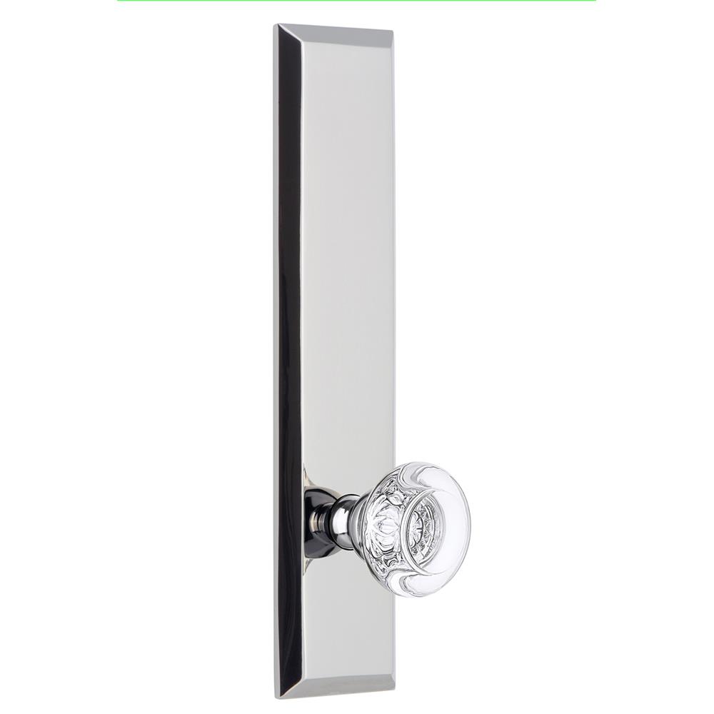 Grandeur by Nostalgic Warehouse FAVBOR Fifth Avenue Tall Plate Privacy with Bordeaux Knob in Bright Chrome